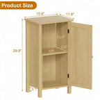 Comodino con anta in rattan nero/beige, comodino singolo con armadietto contenitore