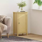 Comodino con anta in rattan nero/beige, comodino singolo con armadietto contenitore