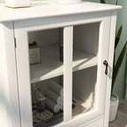 Credenza con ante in vetro e maniglia a campana, 1-2 ante, colore bianco