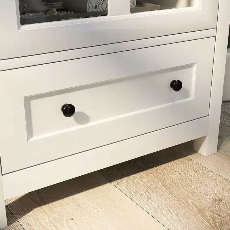 Credenza con ante in vetro e maniglia a campana, 1-2 ante, colore bianco