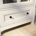 Credenza con ante in vetro e maniglia a campana, 1-2 ante, colore bianco
