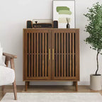 TUYOHW Farmhouse Sideboard Buffet Cabinet,Walnut Storage Cabinet with Louvered Doors,Adjustable Shelves,Coffee Bar Cabinet for Kitchen,Dining Room
