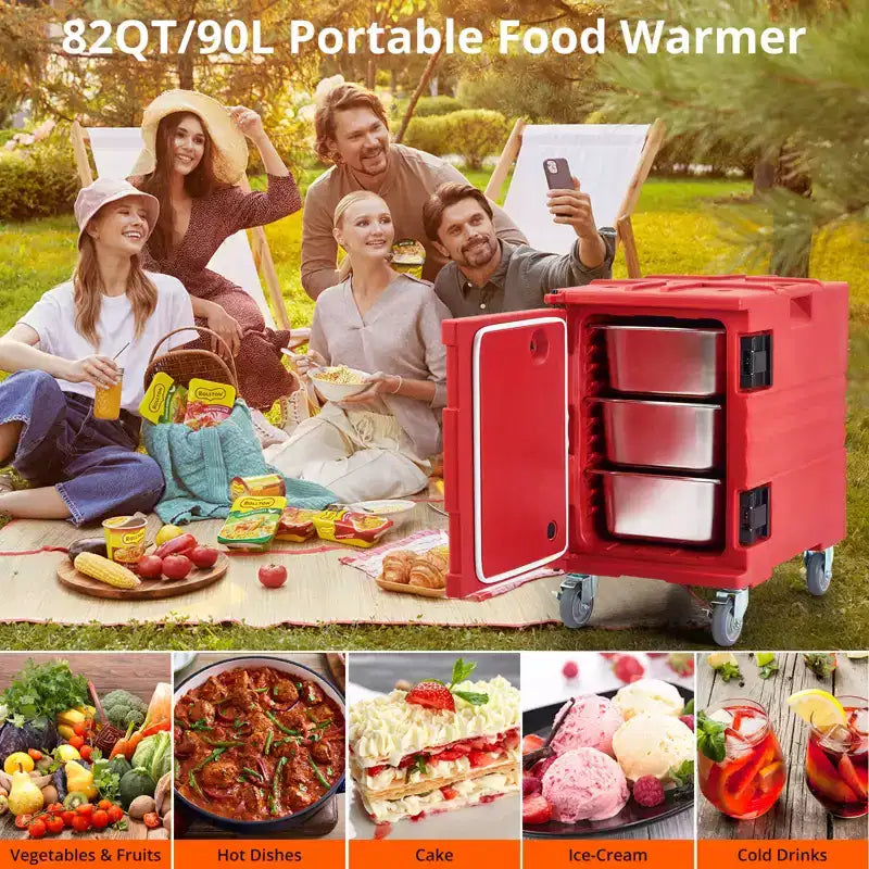 Scaldavivande portatile nero / marrone / rosso, 82 litri, con ruote