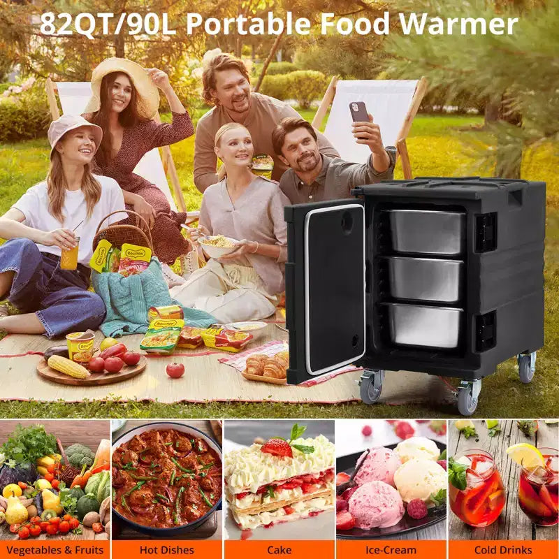 Scaldavivande portatile nero / marrone / rosso, 82 litri, con ruote