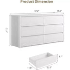 Cassettiera a 6 cassetti, senza maniglie | Bianco/Legno | Adatta per 1 persona