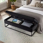 Panca Contenitore Ottomana in Velluto Beige / Nero / Grigio / Blu Marino / Rosa, Monoposto, 148,8 cm