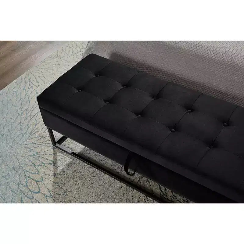 Panca Contenitore Ottomana in Velluto Beige / Nero / Grigio / Blu Marino / Rosa, Monoposto, 148,8 cm