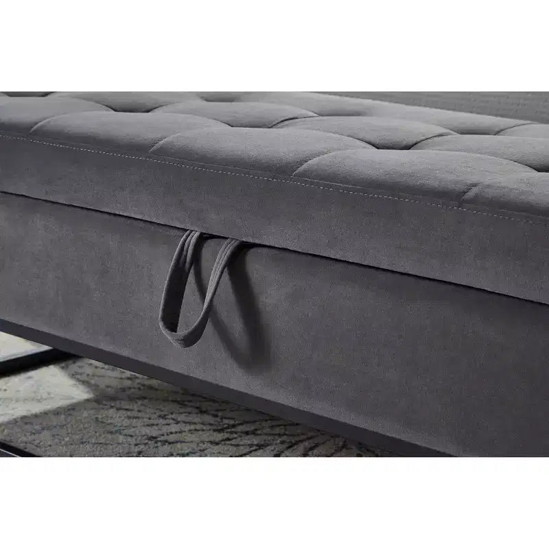 Panca Contenitore Ottomana in Velluto Beige / Nero / Grigio / Blu Marino / Rosa, Monoposto, 148,8 cm
