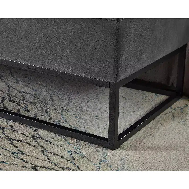 Panca Contenitore Ottomana in Velluto Beige / Nero / Grigio / Blu Marino / Rosa, Monoposto, 148,8 cm