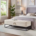 Panca Contenitore Ottomana in Velluto Beige / Nero / Grigio / Blu Marino / Rosa, Monoposto, 148,8 cm
