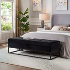 Panca Contenitore Ottomana in Velluto Beige / Nero / Grigio / Blu Marino / Rosa, Monoposto, 148,8 cm