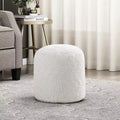 TUYOHW 17H Faux Fur Ottoman for Living Room,Round Footrest Stool Non-Slip Bean Bag Chair,300lbs Capacity,Off-White