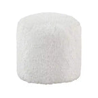 Pouf rotondo in pelliccia sintetica Off-White, 1 persona, 40 cm L x 43 cm H