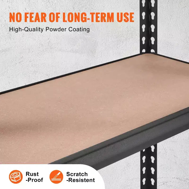 Scaffale metallico nero a 5 ripiani, montaggio da 1 persona, 76 cm L x 30 cm P x 152 cm H