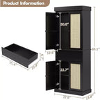 Armadietto contenitore in rattan marrone naturale a 4 ante con cassetto, montaggio da 1 persona