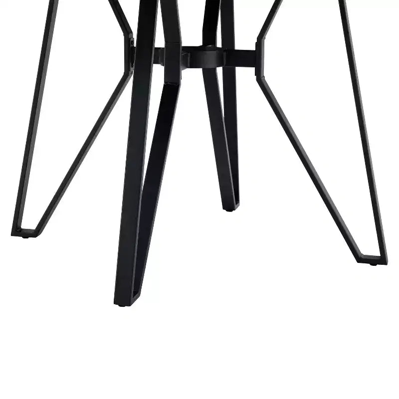 Tavolo da pranzo rotondo marrone e nero, piano in MDF, gambe in ferro, 4 posti a sedere