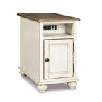 Realyn Chairside End Table White/Brown - Signature Design by Ashley: Cottage Style, Power Outlets, USB Ports