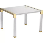 55 Downing Street Hanna Modern Cast Acrylic Accent Side End Table 23 1/2 x 24 Clear Gold for Living Family Room Bedroom Bedside Entryway Office Home