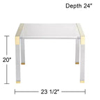 Tavolino quadrato in acrilico trasparente e oro, 23,5"L x 24"P x 20"A