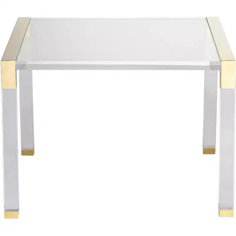 Tavolino quadrato in acrilico trasparente e oro, 23,5"L x 24"P x 20"A