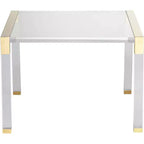 Tavolino quadrato in acrilico trasparente e oro, 23,5"L x 24"P x 20"A