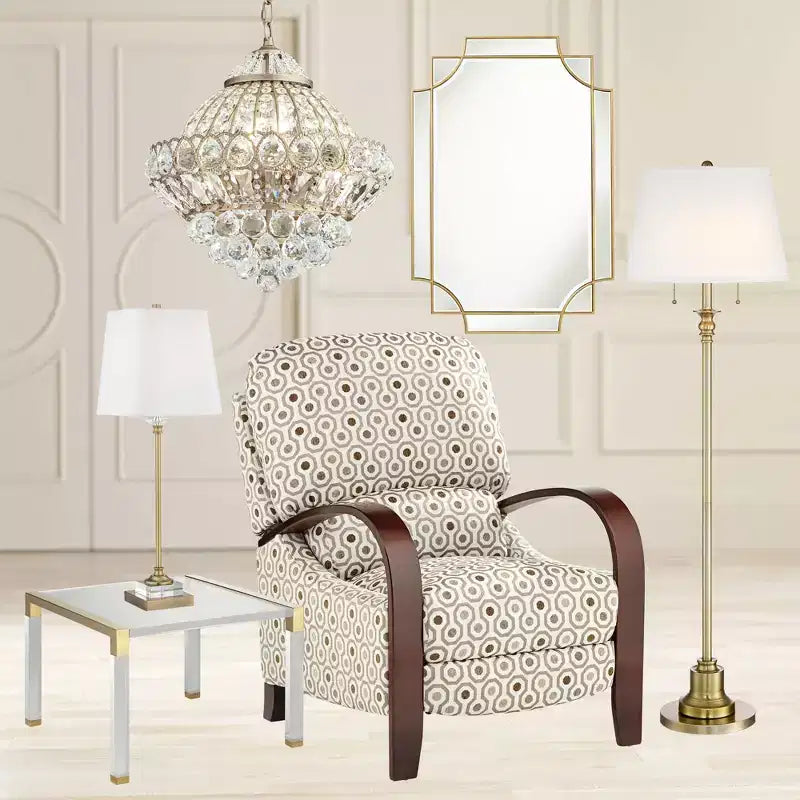 Tavolino quadrato in acrilico trasparente e oro, 23,5"L x 24"P x 20"A
