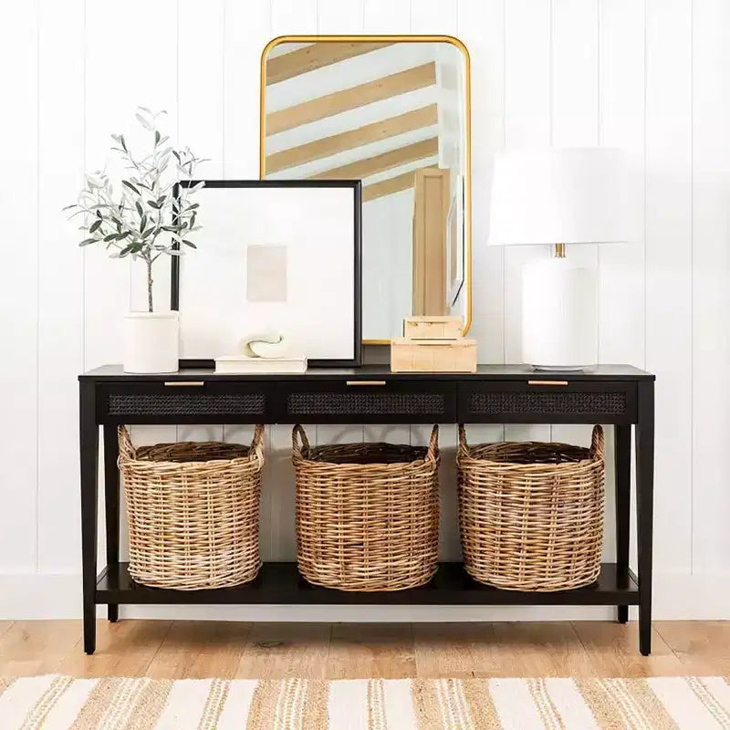 Specchio da parete antico nero/ottone, rettangolare, singolo – 24" x 36"