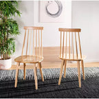 Sedia da pranzo senza braccioli con schienale a doghe, set da 2 – Disponibile in Beige / Nero / Blu / Marrone / Grigio / Verde / Bianco