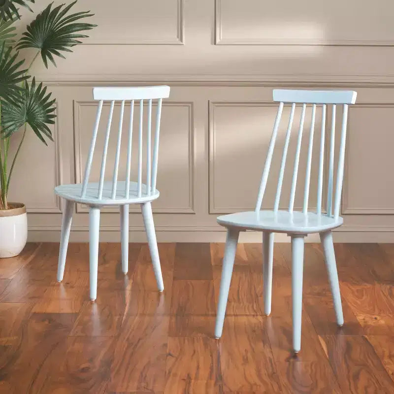Sedia da pranzo senza braccioli con schienale a doghe, set da 2 – Disponibile in Beige / Nero / Blu / Marrone / Grigio / Verde / Bianco