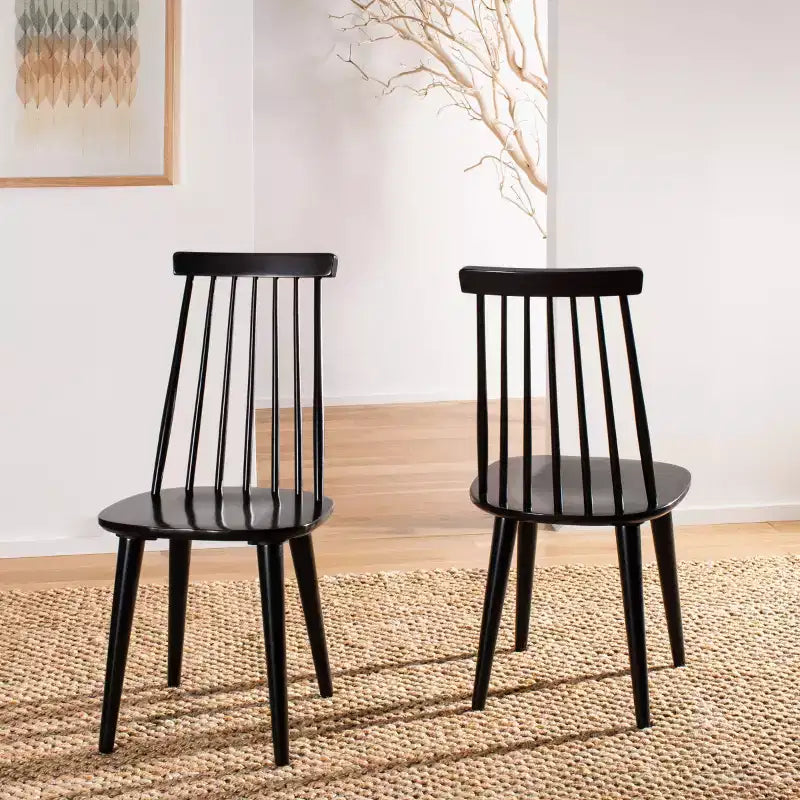 Sedia da pranzo senza braccioli con schienale a doghe, set da 2 – Disponibile in Beige / Nero / Blu / Marrone / Grigio / Verde / Bianco