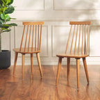 Sedia da pranzo senza braccioli con schienale a doghe, set da 2 – Disponibile in Beige / Nero / Blu / Marrone / Grigio / Verde / Bianco