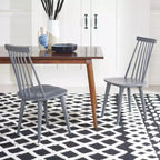 Sedia da pranzo senza braccioli con schienale a doghe, set da 2 – Disponibile in Beige / Nero / Blu / Marrone / Grigio / Verde / Bianco