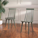 Sedia da pranzo senza braccioli con schienale a doghe, set da 2 – Disponibile in Beige / Nero / Blu / Marrone / Grigio / Verde / Bianco