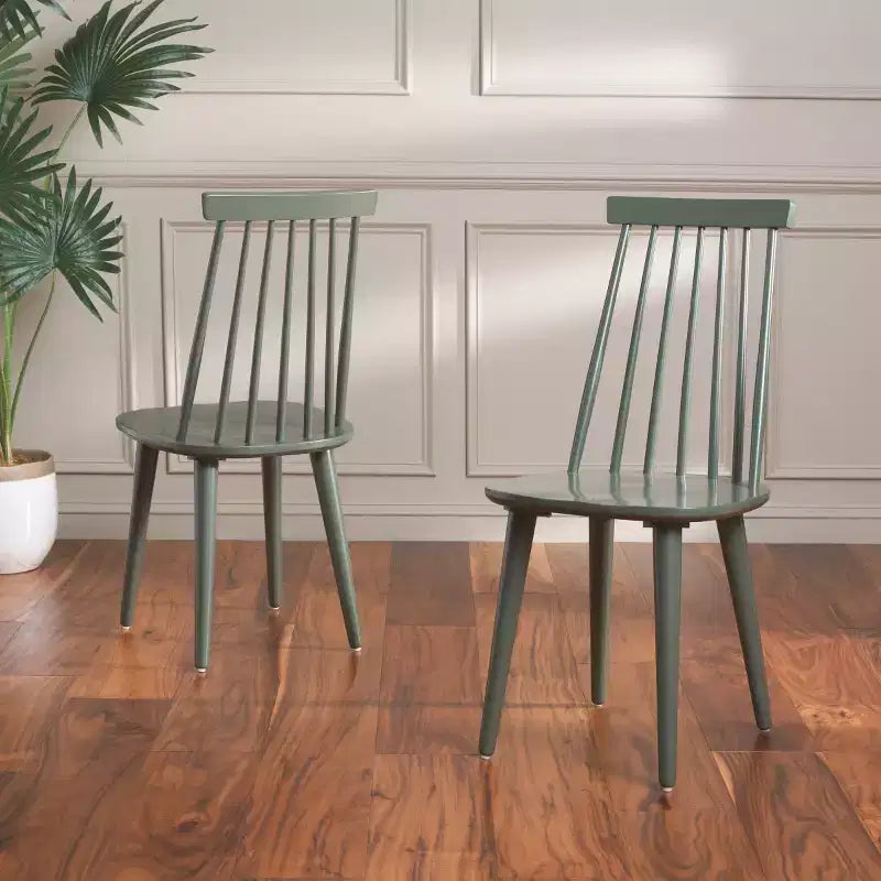 Sedia da pranzo senza braccioli con schienale a doghe, set da 2 – Disponibile in Beige / Nero / Blu / Marrone / Grigio / Verde / Bianco