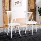 Sedia da pranzo senza braccioli con schienale a doghe, set da 2 – Disponibile in Beige / Nero / Blu / Marrone / Grigio / Verde / Bianco