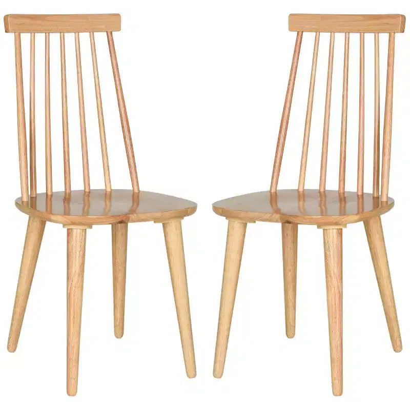 Sedia da pranzo senza braccioli con schienale a doghe, set da 2 – Disponibile in Beige / Nero / Blu / Marrone / Grigio / Verde / Bianco
