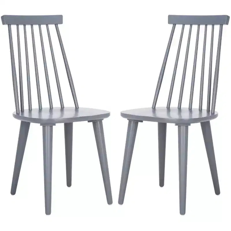 Sedia da pranzo senza braccioli con schienale a doghe, set da 2 – Disponibile in Beige / Nero / Blu / Marrone / Grigio / Verde / Bianco