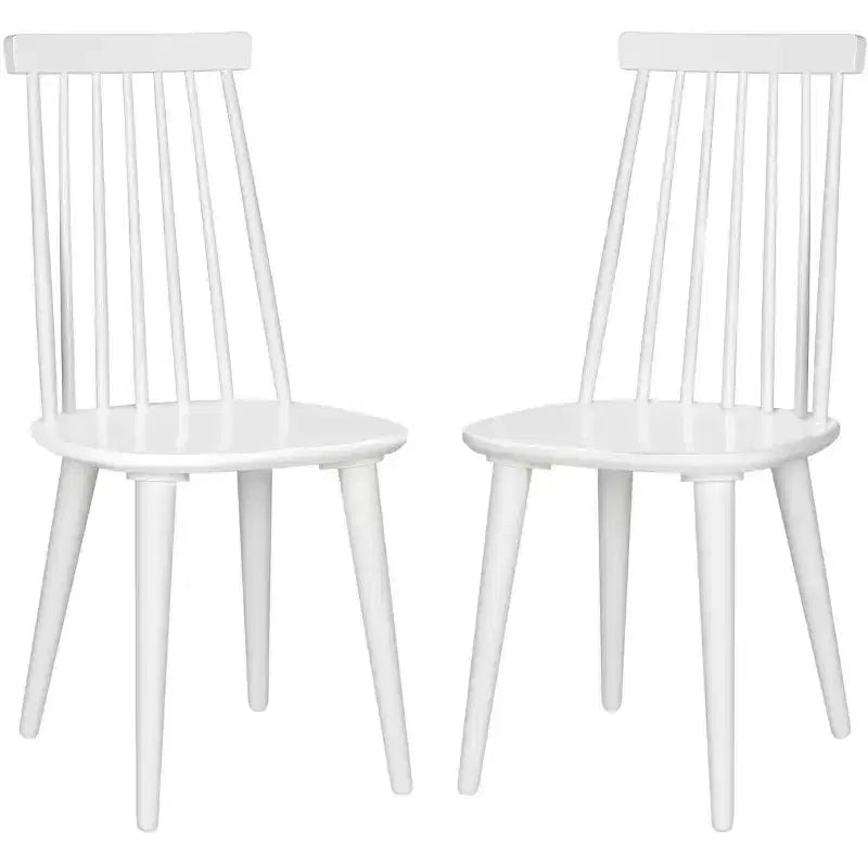 Sedia da pranzo senza braccioli con schienale a doghe, set da 2 – Disponibile in Beige / Nero / Blu / Marrone / Grigio / Verde / Bianco